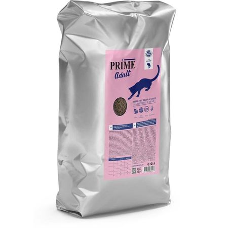 Prime Wild Healthy Skin Coat сухой корм для кошек с 12 месяцев здоровая кожа и шерсть с лососем - 15 кг 13646₽