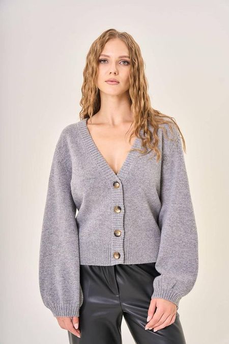 Кардиган из смесовой шерсти с пышным рукавом STERN 6720₽