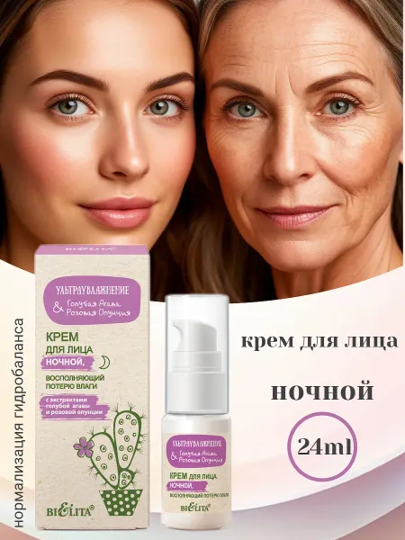 Крем для лица ночной 24мл Голубая Агава&Розовая Опунция
