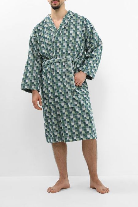 Халат хлопковый с капюшоном в клетку Mosaico Verde COINCASA 5242₽