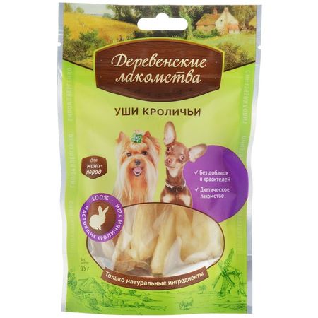 Деревенские лакомства лакомство для собак мелких пород уши кроличьи - 15 г 138₽