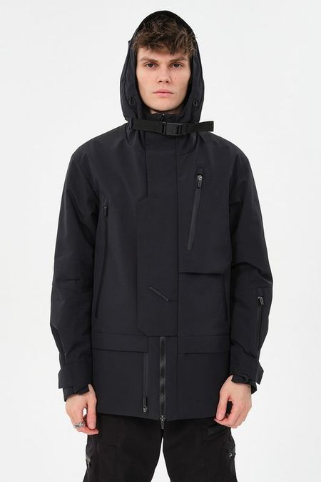 Куртка утепленная с капюшоном и декоративными молниями MAYTRY