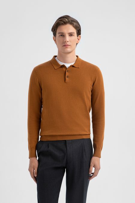Джемпер поло из хлопка шерсти и кашемира 0₽