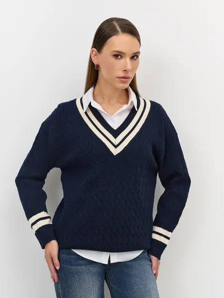 Свитер с косами и контрастной отделкой SAVAGE 3099₽