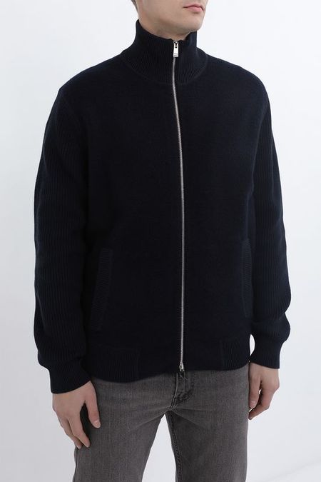 Кардиган из хлопка и шерсти на молнии BOSS 21255₽