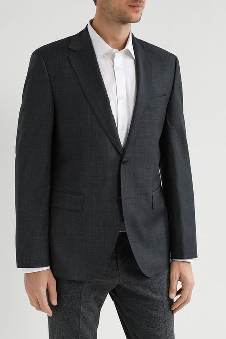 Однобортный пиджак из смесовой шерсти BOSS 18390₽