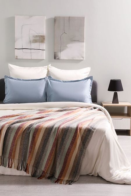 Плед с добавлением шерсти в полоску Gobit