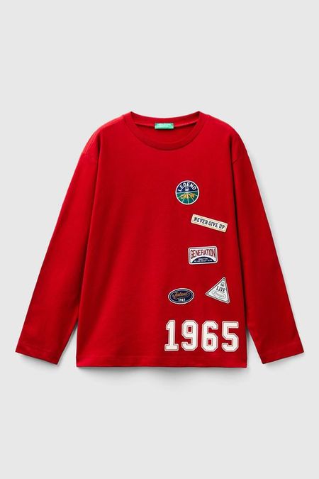 Лонгслив хлопковый с принтом Benetton 1717₽