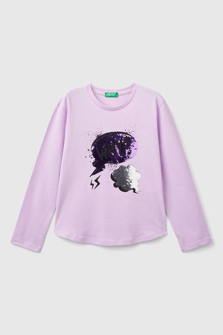 Лонгслив хлопковый с принтом Benetton 1492₽