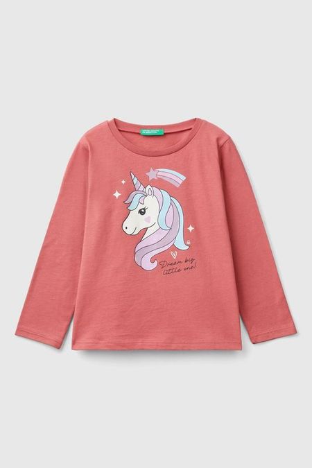 Лонгслив хлопковый с принтом Benetton 967₽