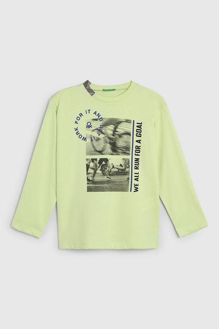 Лонгслив хлопковый с принтом Benetton 1492₽