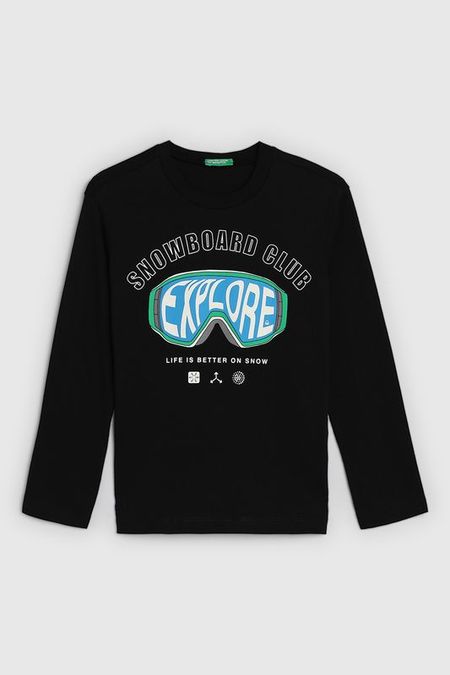 Лонгслив хлопковый с принтом Benetton 1117₽