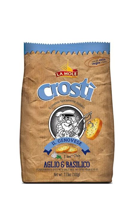 Сухарики крости с чесноком и базиликом Crosti GARLIC BASIL La Mole 265₽