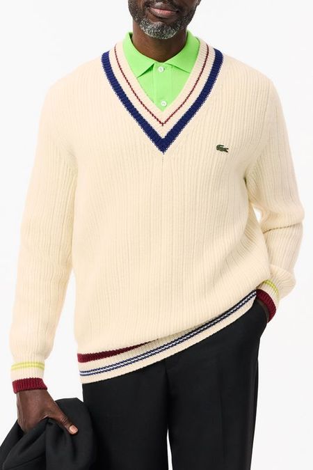Пуловер шерстяной с контрастной отделкой Lacoste 14990₽