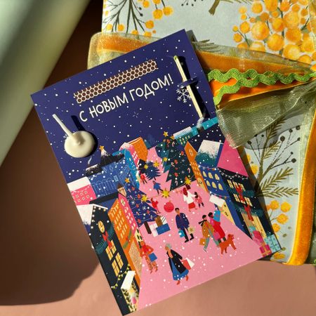 Открытка свечка Новогодний город 500₽
