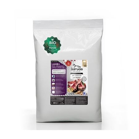 Just Dog Low Grain Hypoallergenic сухой корм для собак крупных пород полнорационный с ЯГНЕНКОМ рисом клюквой яблоком и шиповником - 150 г 1₽