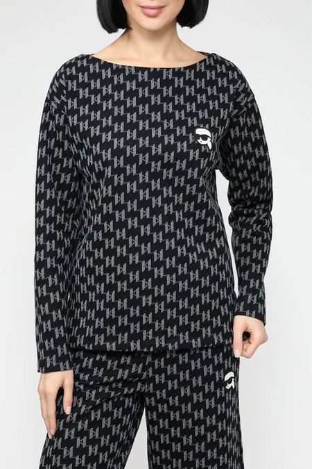 Хлопковый свитшот с жаккардовым узором KIkonik Karl Lagerfeld 9830₽