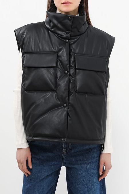 Жилет из искусственной кожи утепленный с воротником стойкой HUGO BLUE 17947₽