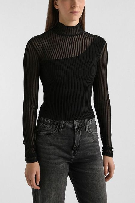 Топ с воротником стойкой и прозрачными вставками HUGO 13065₽