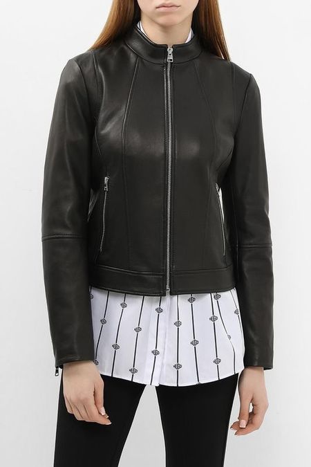 Куртка кожаная с воротником стойкой HUGO 41990₽