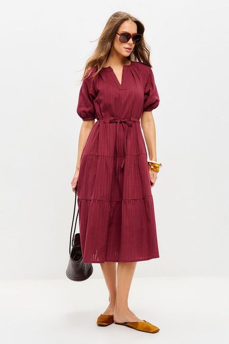 Платье хлопковое с пышным рукавом и оборками Trends Brands Base