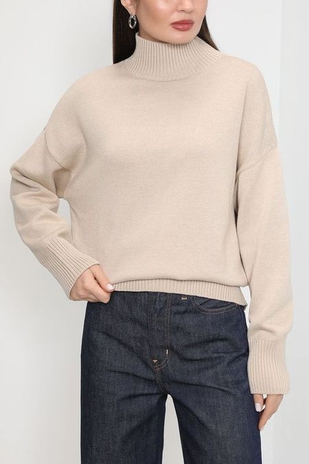 Однотонный свитер из хлопка и шерсти BELUCCI 5240₽