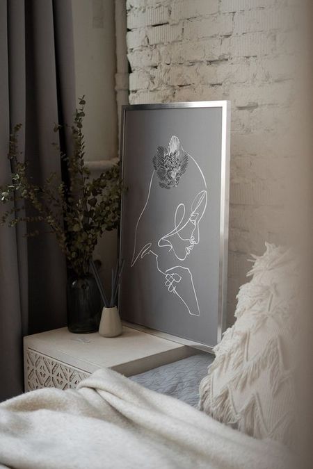 Постер с объемным серебромFlower в раме Gallery 5