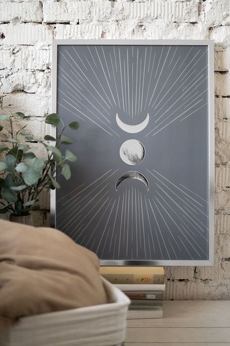 Постер с объемным серебром Moon в раме Gallery 5