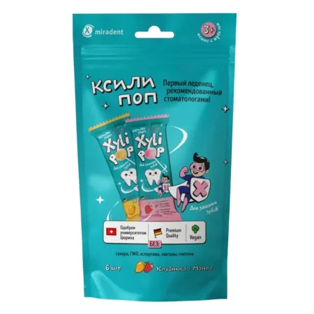 Леденцы miradent Miradent XyliPOP ассорти 6 шт 500₽