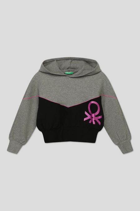 Хлопковое худи с принтом Benetton 825₽