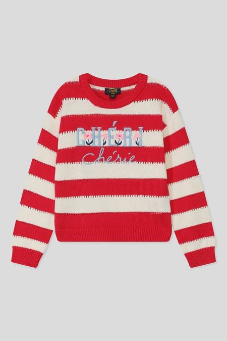 Джемпер хлопковый в полоску с принтом OVS 735₽