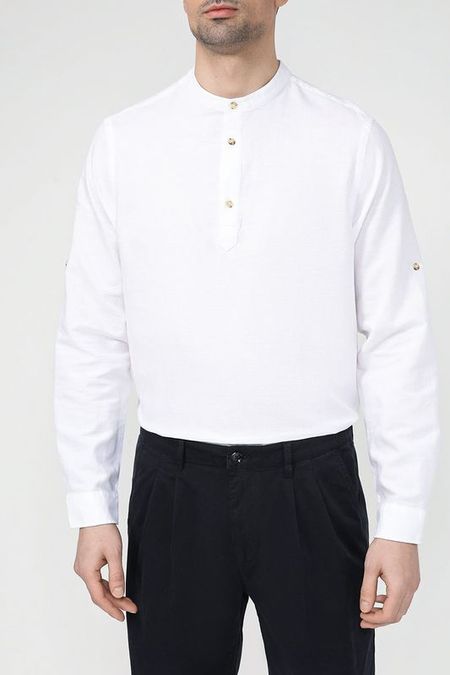 Рубашка из хлопка и льна с воротником мандарин DMolina 1492₽