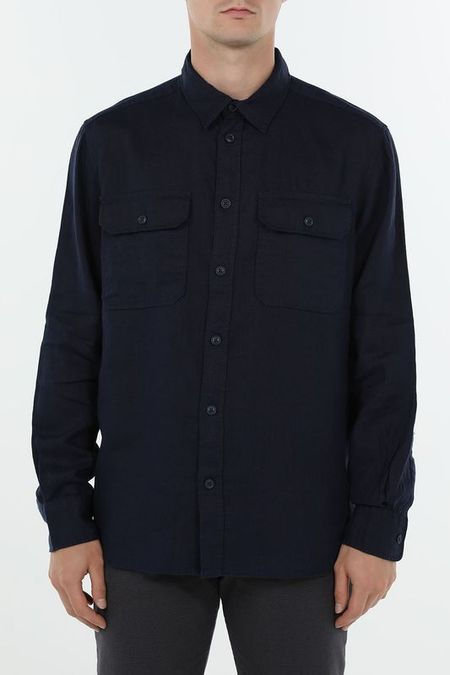 Рубашка льняная с карманами Piombo