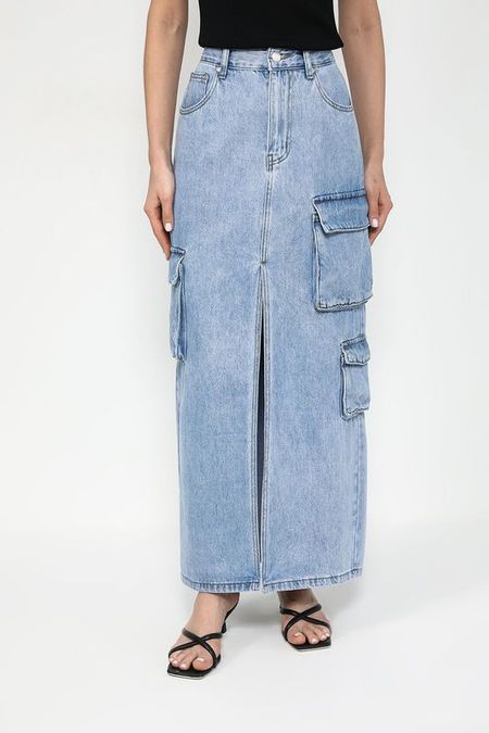 Юбка джинсовая с эффектом потертости и карманами BELUCCI 3367₽