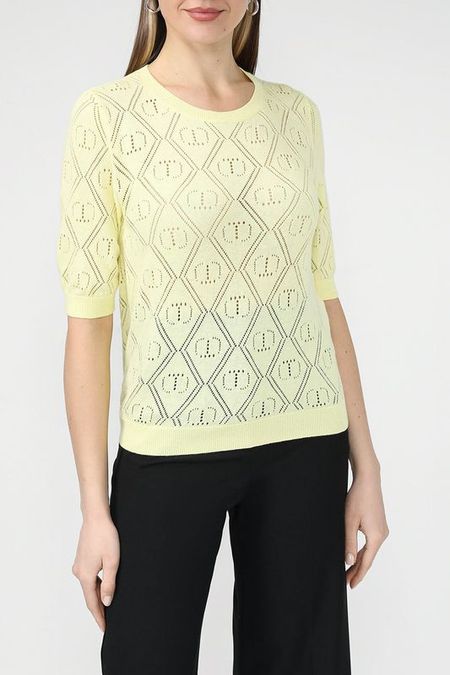 Джемпер из хлопка и кашемира с ажурным узором TWINSET 6232₽