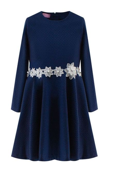 Хлопковое платье с цветочной отделкой на талии EVIKA KIDS
