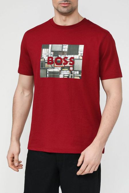 Футболка хлопковая с принтом BOSS 3592₽