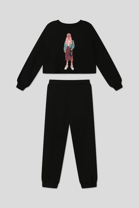 Костюм из свитшота и брюк из хлопкового футера Choupette 2870₽