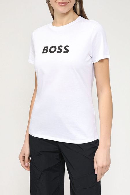 Хлопковая футболка с логотипом бренда BOSS 3457₽