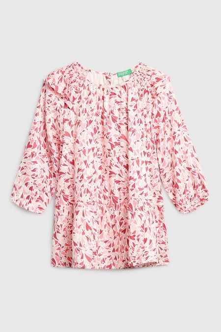 Платье расклешенное с оборками и принтом Benetton 3592₽