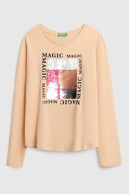 Лонгслив хлопковый с принтом Benetton 1492₽