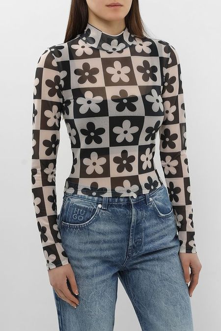 Топ из эластичной сетки облегающего кроя с принтом HUGO BLUE 5505₽