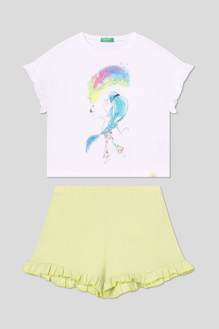 Пижама хлопковая с принтом Benetton Undercolors 1882₽