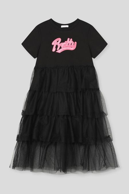 Платье хлопковое с воланами из тюля и пайетками Choupette 3142₽