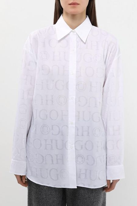 Рубашка свободного кроя с принтом HUGO BLUE