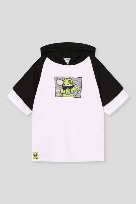 Худи хлопковое с коротким рукавом и принтом IDO 2407₽