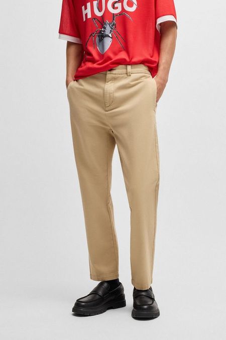 Брюки из хлопкового твила зауженного кроя HUGO 7867₽