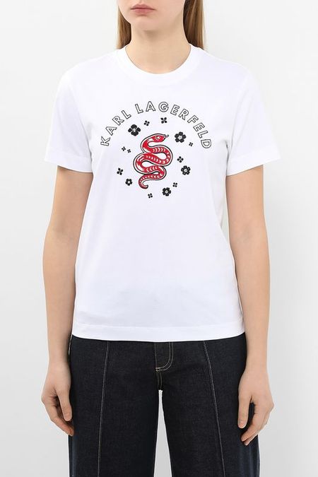 Футболка хлопковая с принтом Karl Lagerfeld 7972₽