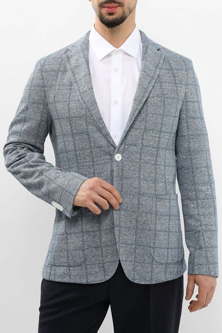 Пиджак приталенный с карманами в клетку BOSS 39472₽