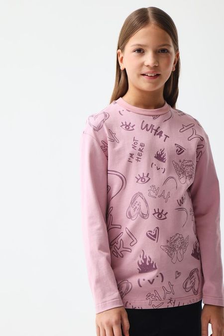 Лонгслив хлопковый с принтом Smena 697₽